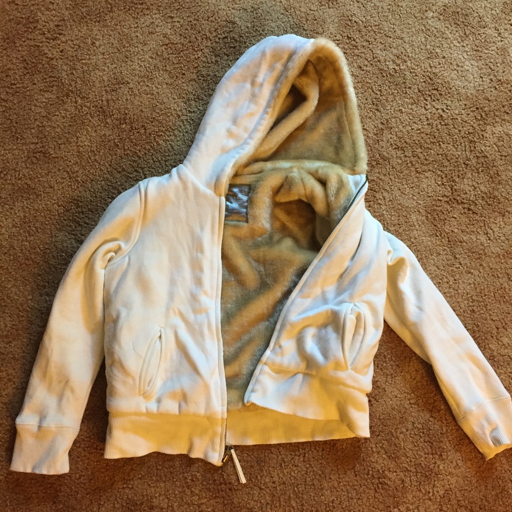Girls Old Navy White Fur Lined Hoodie